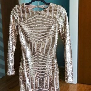 Rose gold body con dress
